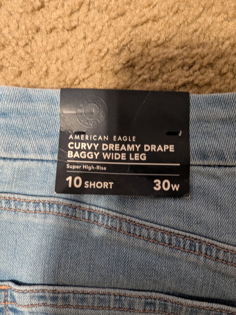 American Eagle Outfitters Curvy Dreamy Drape Baggy Wide Leg Jeans - Light Blue